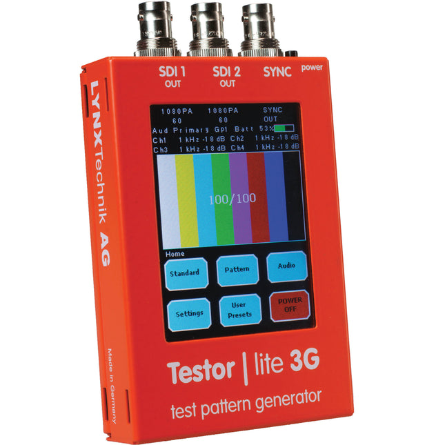 Lynx Technik AG PTG 1802 Testor lite Generador de Patrones 3G-SDI con Batería 4 Horas y Salidas Dual SDI