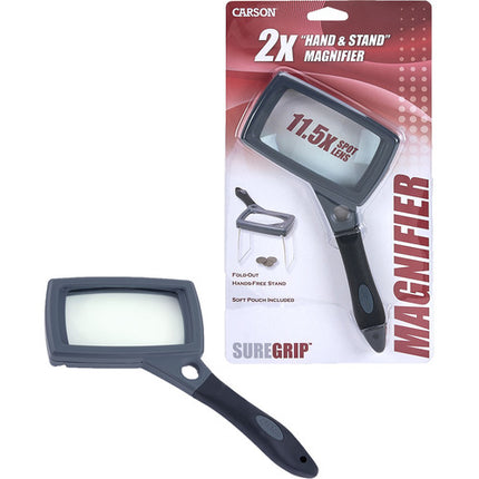 Carson SG-16 Lupa 2x con Aumento 10x y Soporte Plegable Estuche