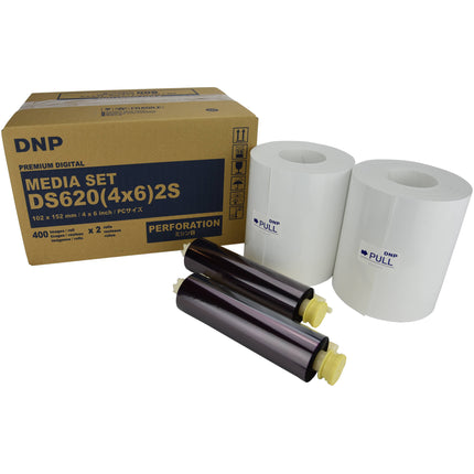 DNP Set de Medios 4x6" Perforado Central para Impresora DSA620A 2-Pack