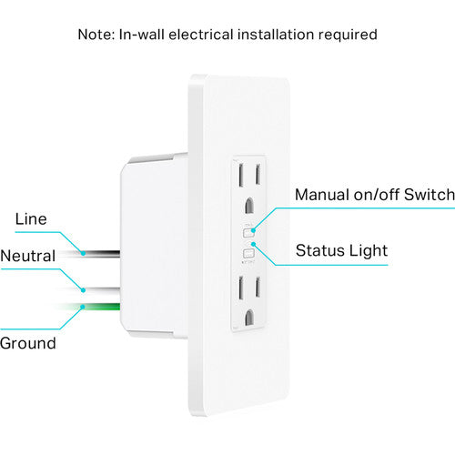 TP-Link KP200 Kasa Smart Enchufe Wi-Fi Empotrado Control Remoto 2.4 GHz