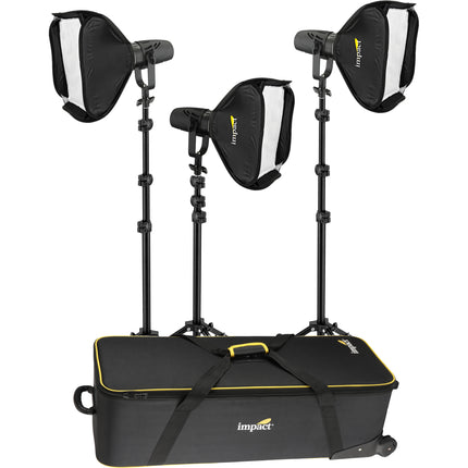 Genaray Torpedo Kit de Iluminación LED Portátil 3 Luces 24x24 Softbox 8 pies trípode