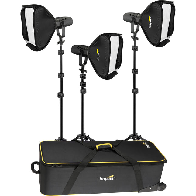 Genaray Torpedo Kit de Iluminación LED Portátil 3 Luces 24x24 Softbox 8 pies trípode
