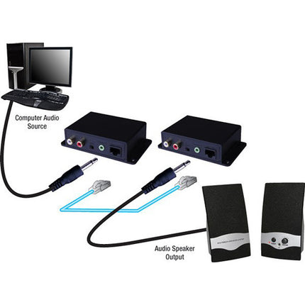 Vanco Set Extensor de Audio Analógico por Cable Cat 6 1968 pies Dual RCA o 3.5 mm