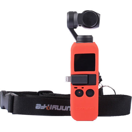 DigitalFoto Solution Funda de Silicona con Correa Ajustable para DJI Osmo Pocket Roja