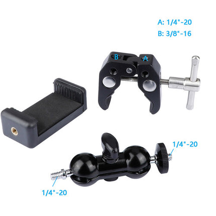 CAMVATE Soporte para Teléfono 360° Giratorio con Super Clamp y Patas Extensibles