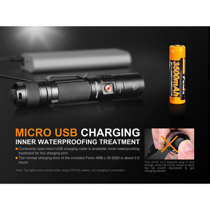 Fenix UC35 v.2 Linterna LED Recargable 1000 Lumens 3500mAh Kit Completo