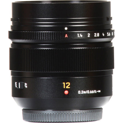 Panasonic Leica DG Summilux 12mm f1.4 ASPH Lente Micro Cuatro Tercios con Parasol Metalico y Bolsa