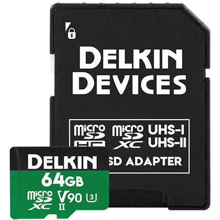 Delkin Devices 64GB POWER microSDXC UHS-II 300 MB/s con adaptador SD
