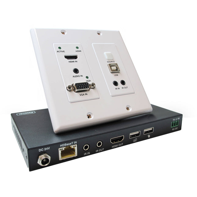 Comprehensive HDBaseT Kit Extensor Pared HDMI 4K60 131 Pies Dual-Gang
