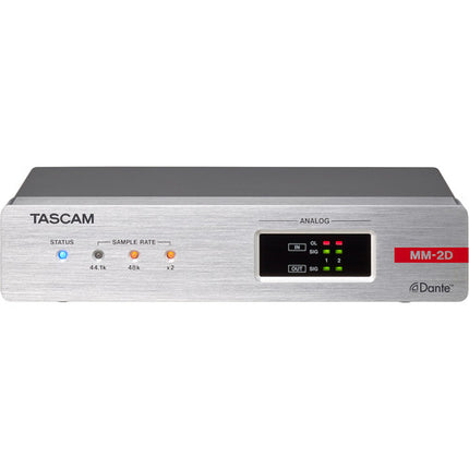 TASCAM MM-2D-X convertidor Dante 2 canales entrada salida micrófono línea DSP mixer