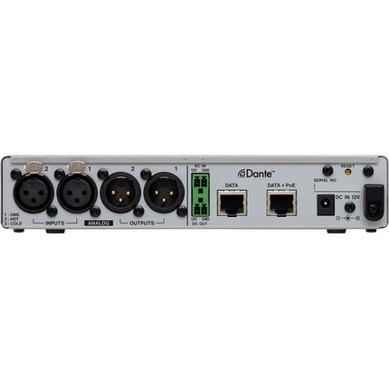 TASCAM MM-2D-X convertidor Dante 2 canales entrada salida micrófono línea DSP mixer