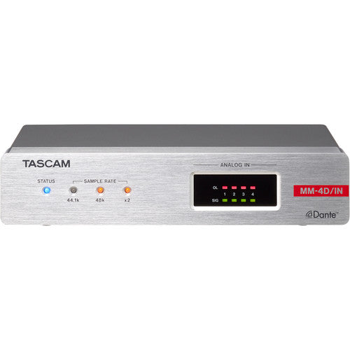 TASCAM MM-4D/IN-X Convertidor Dante 4 Entradas Micrófono Línea PoE DSP
