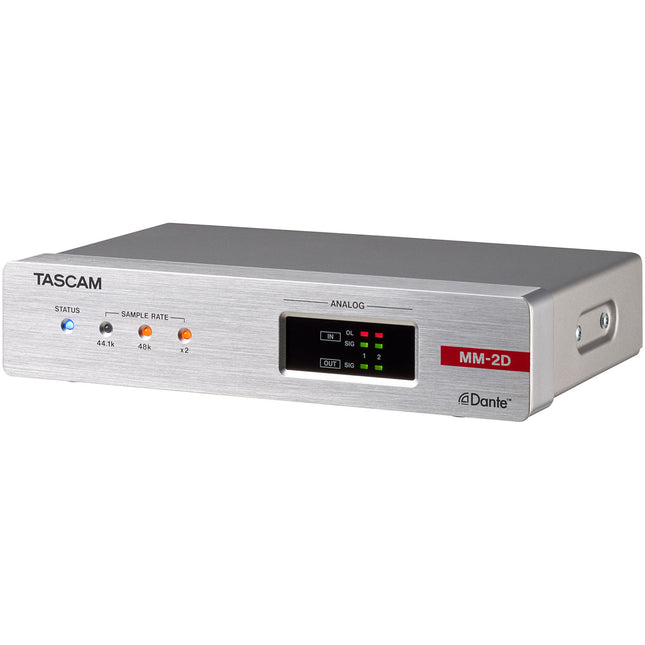 TASCAM MM-2D-E Conversor Dante 2 Canales Micrófono Línea con DSP 4 Entradas Salidas PoE