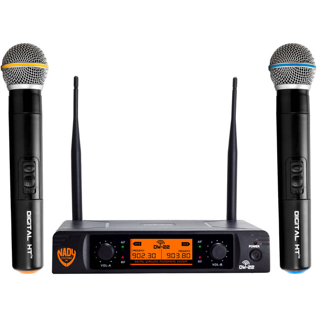 Nady DW-22 HTHT Sistema de Micrófono Inalámbrico Digital Dual UHF 900 MHz 300 ft alcance