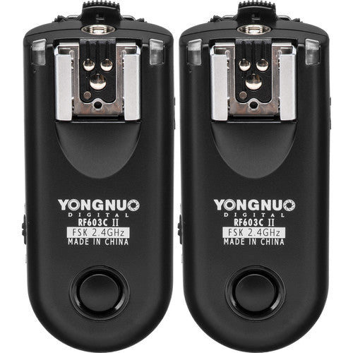 Yongnuo RF-603C II Kit Disparador Flash Inalámbrico para Canon 3-Pin 2.4 GHz 328' con Cable de Disparo