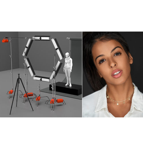 Genaray Hex Lighting Soft Strip 36" 6 Luces Luz LED 5600K CRI 95 Kit Pro C-Stands