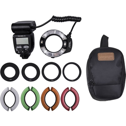 Yongnuo YN-14EX II TTL kit de anillo macro para Canon GN 59 ISO 100 y 4 adaptadores