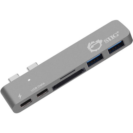 SIIG Hub USB Tipo-C Dual con Lector de Tarjetas y Power Delivery 87W Gris Espacial