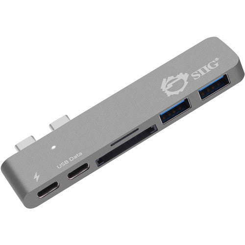 SIIG Hub USB Tipo-C Dual con Lector de Tarjetas y Power Delivery 87W Gris Espacial
