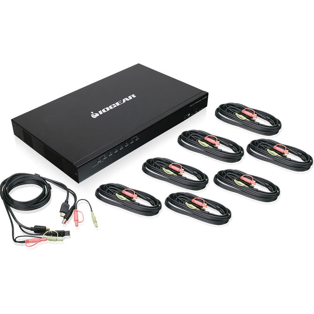 IOGEAR 8 Puertos USB HDMI Switch KVM con 8 Cables Resolución 1920x1200 Audio 2.1