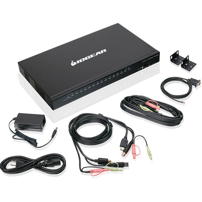 IOGEAR Switch KVMP USB HDMI 16 Puertos Resolución 1920x1200 con 2 Juegos de Cables KVM