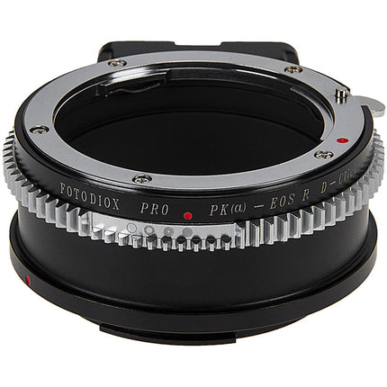 FotodioX Adaptador Profesional para Objetivo Pentax K a Canon RF con Montura de Latón y Anillo Iris Manual