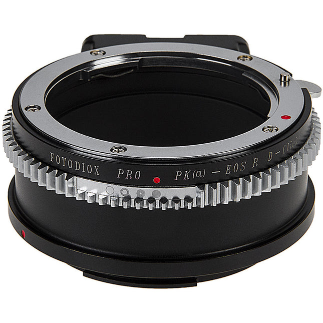 FotodioX Adaptador Profesional para Objetivo Pentax K a Canon RF con Montura de Latón y Anillo Iris Manual