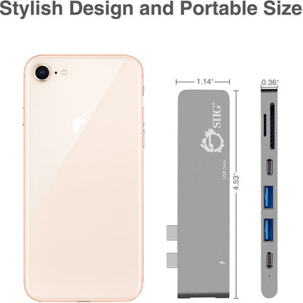 SIIG Hub USB Tipo-C Dual con HDMI Lector de Tarjetas y Power Delivery 87W para MacBook Pro