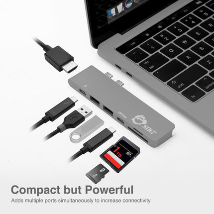 SIIG Hub USB Tipo-C Dual con HDMI Lector de Tarjetas y Power Delivery 87W para MacBook Pro
