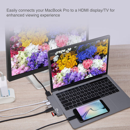 SIIG Hub USB Tipo-C Dual con HDMI Lector de Tarjetas y Power Delivery 87W para MacBook Pro