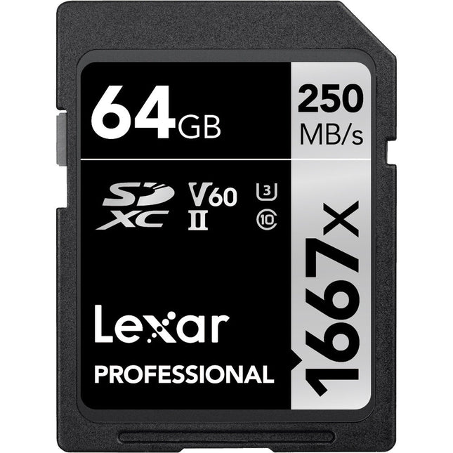Lexar 64GB Tarjeta de Memoria SDXC UHS-II 250 MB/s Velocidad de Lectura