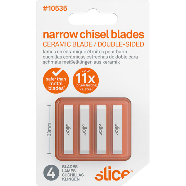Slice 10535 Hojas de Cincel Cerámica Doble Filo Estrechas Pack 4