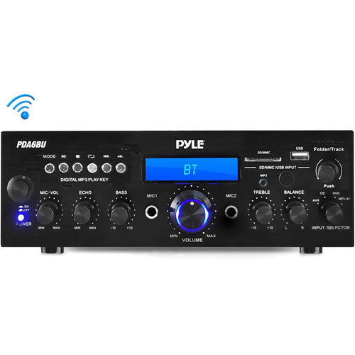 Pyle Pro PDA6BU Receptor Estéreo Bluetooth 100W RMS SD USB Control Remoto