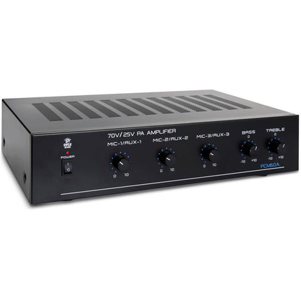 Pyle Home PCM60A Amplificador de Potencia 100W Salida 25V 70V con 3 Entradas Micrófono y Control de Nivel