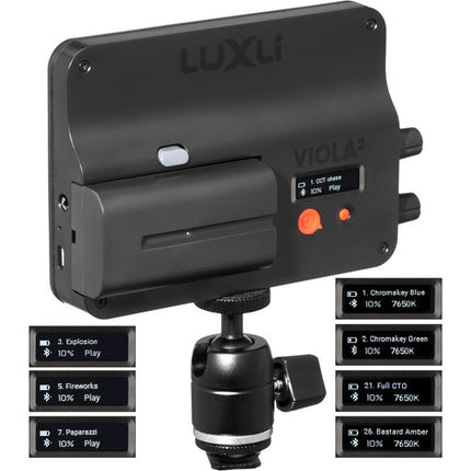 Luxli Viola² Panel LED RGB para cámara 5" 700 Lux CRI 95 con batería y cargador