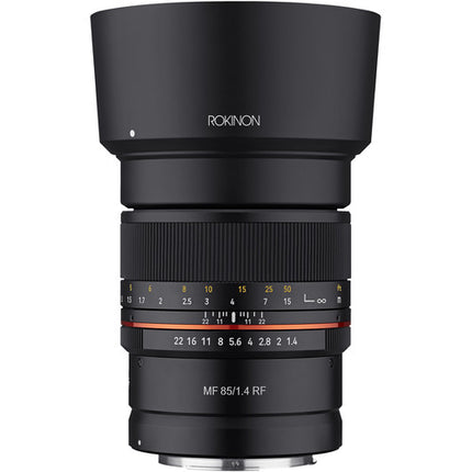 Rokinon 85mm f1.4 Lente para Canon RF Full Frame f1.4 a f22 con Parasol y Tapas