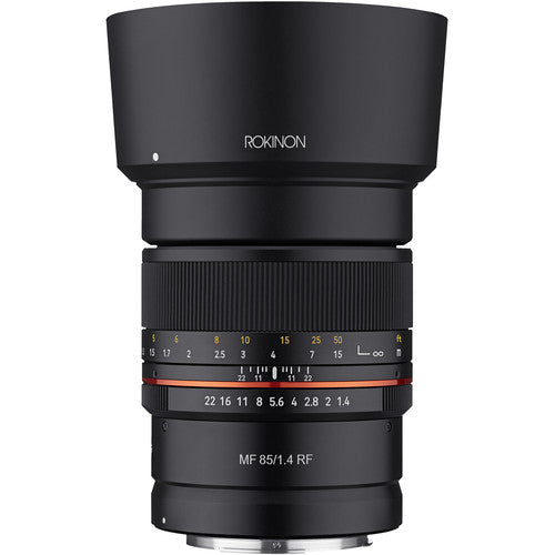Rokinon 85mm f1.4 Lente para Canon RF Full Frame f1.4 a f22 con Parasol y Tapas