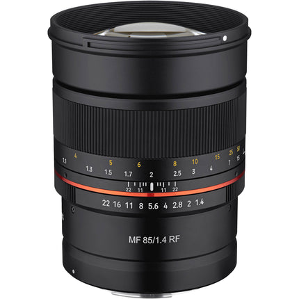 Rokinon 85mm f1.4 Lente para Canon RF Full Frame f1.4 a f22 con Parasol y Tapas