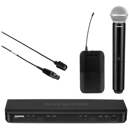 Shure BLX1288/CVL Sistema inalámbrico con micrófono Lavalier y de mano dual canal 14h batería rango 300 pies