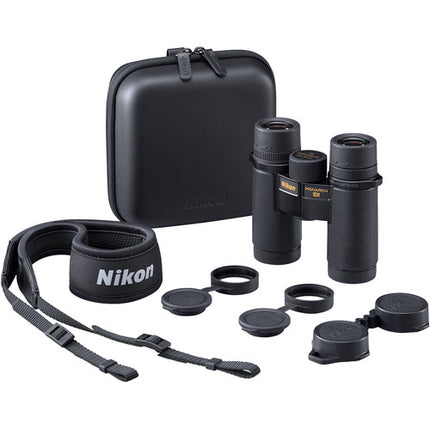 Nikon 10x30 Monarch HG Prismáticos 62° Ángulo Ligero IPX6 Estuche Correa