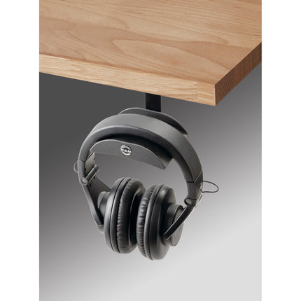 K&M 16330 Soporte Para Auriculares Negro Acero Resistente Bajo Escritorio