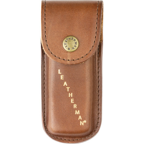 Funda de Cuero Leatherman Heritage Pequeña Marrón con Cierre de Latón y Presilla para Cinturón