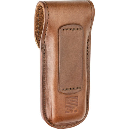 Funda de Cuero Leatherman Heritage Pequeña Marrón con Cierre de Latón y Presilla para Cinturón