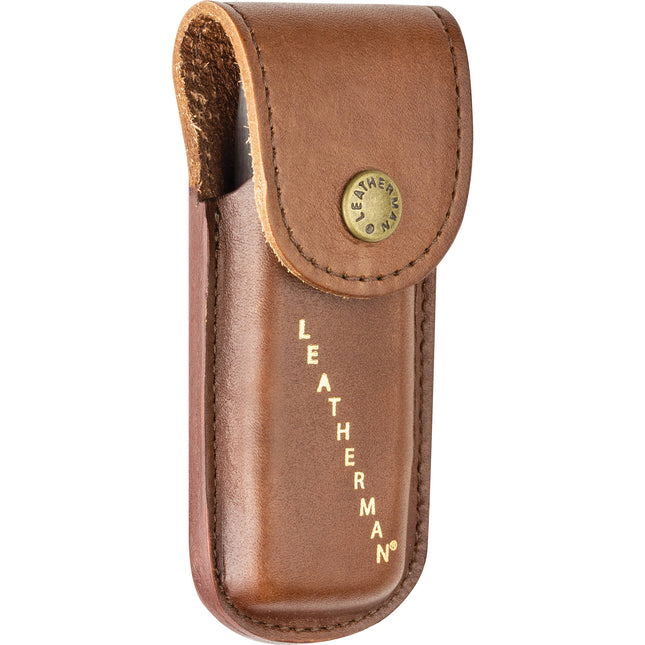 Funda de Cuero Leatherman Heritage Pequeña Marrón con Cierre de Latón y Presilla para Cinturón