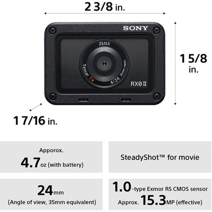 Sony RX0 II Cámara Digital 15.3MP Video 4K UHD 1.5" Pantalla Giratoria
