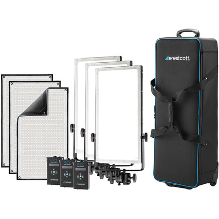 Westcott Peter Hurley Flex Cine Kit de Iluminación Bi-Color 3 Luces 1x2 Pulgadas