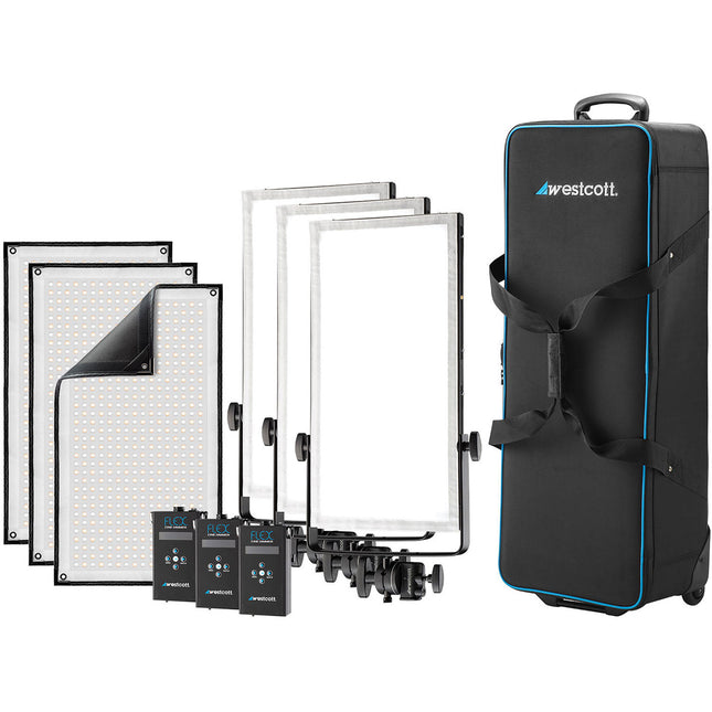Westcott Peter Hurley Flex Cine Kit de Iluminación Bi-Color 3 Luces 1x2 Pulgadas