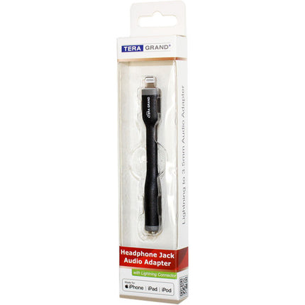 Tera Grand Adaptador de Audio Lightning a Jack 3.5mm con Control de Música Negro