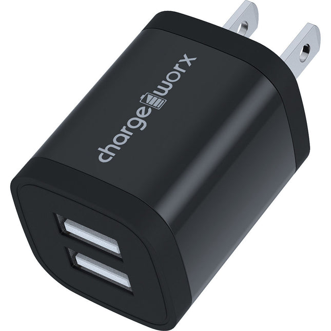 ChargeWorx Dual USB-A cargador de pared con 2 puertos 5V 2.4A negro