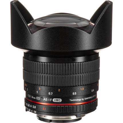 Rokinon 14mm f/2.8 IF ED UMC Lente Ultra Gran Angular para Nikon con Chip AE y Parasol Integrado